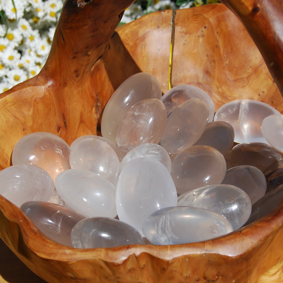 Girasol Clear Quartz Crystal Palm Stone, Madagascar