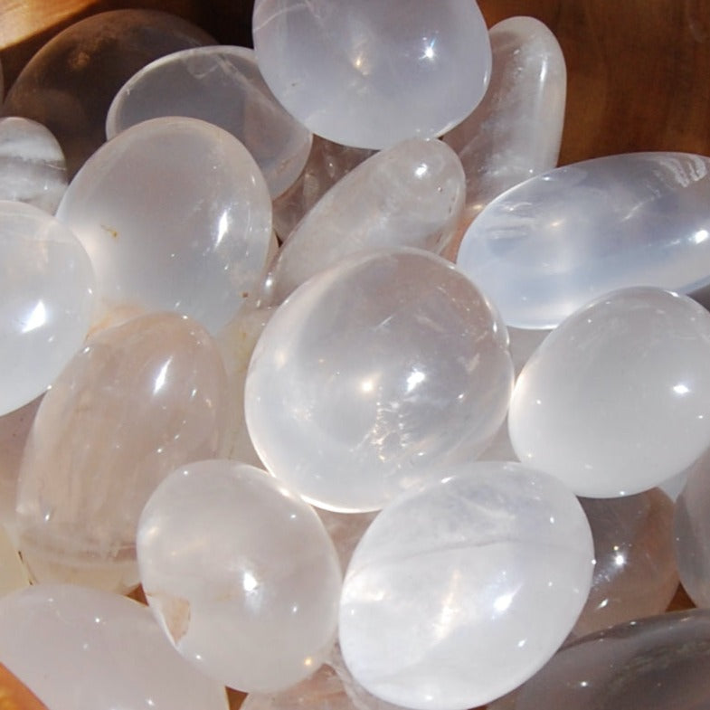 Girasol Clear Quartz Crystal Palm Stone, Madagascar