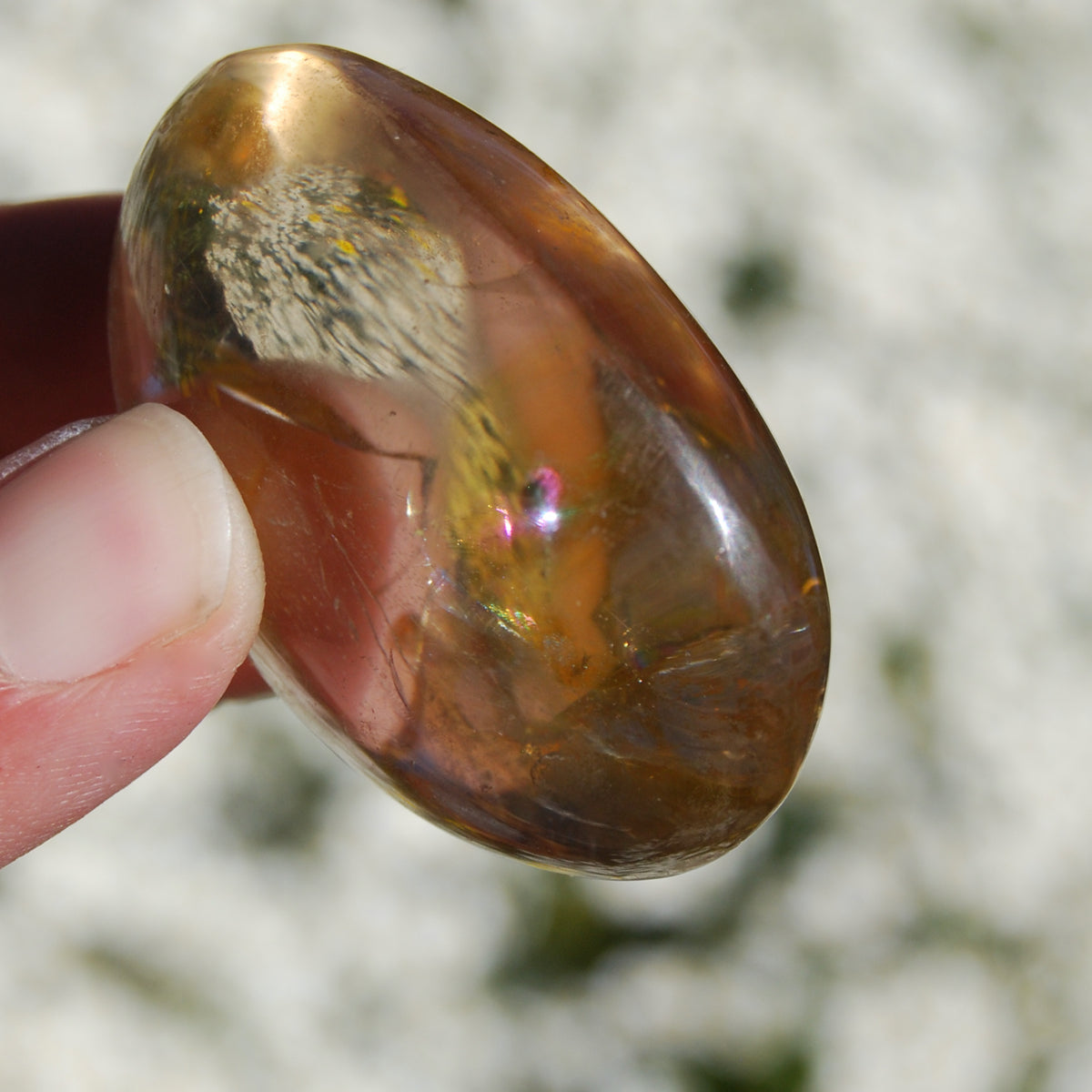 Optical Smoky Quartz Crystal Palm Stone, Madagascar