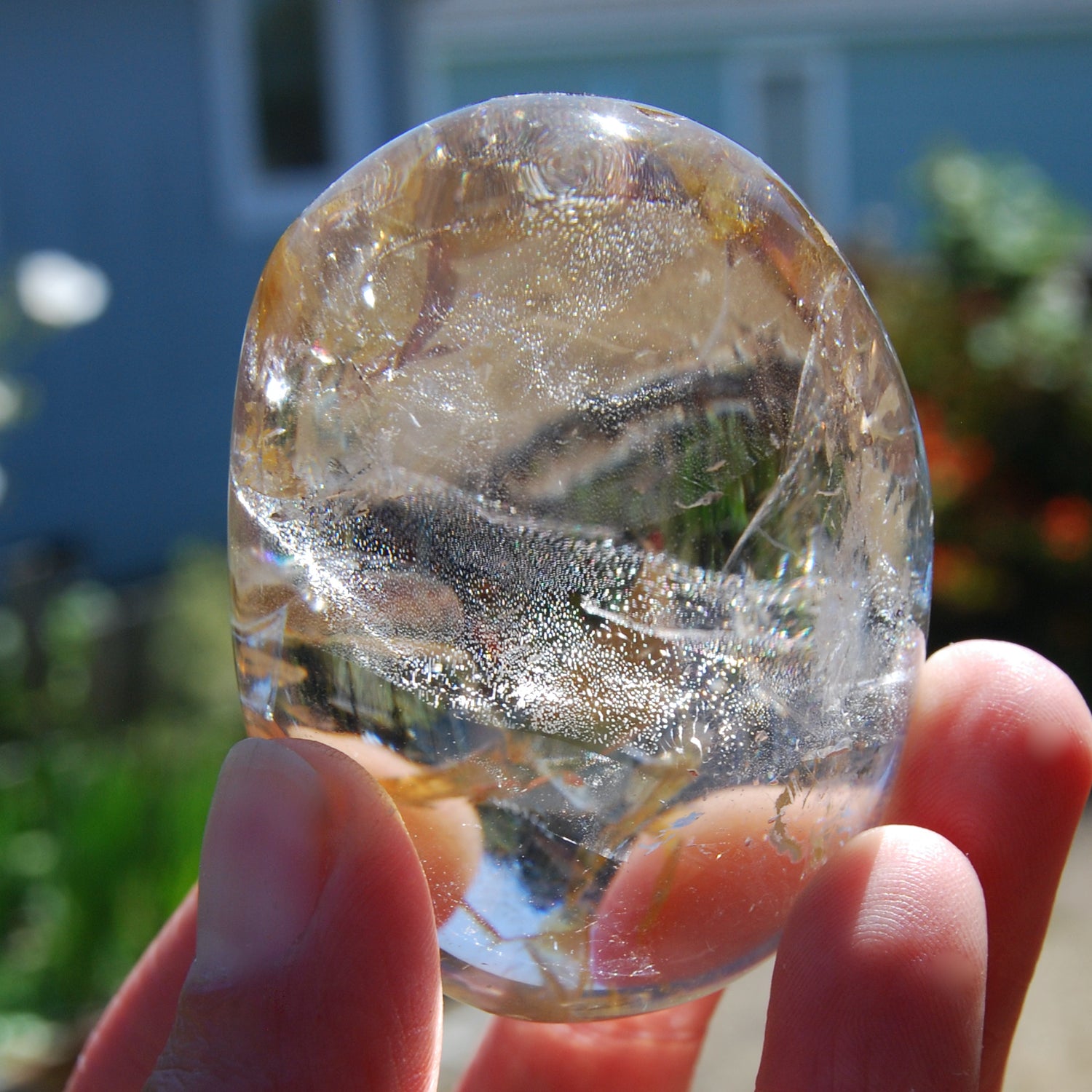Optical Smoky Quartz Crystal Palm Stone, Madagascar