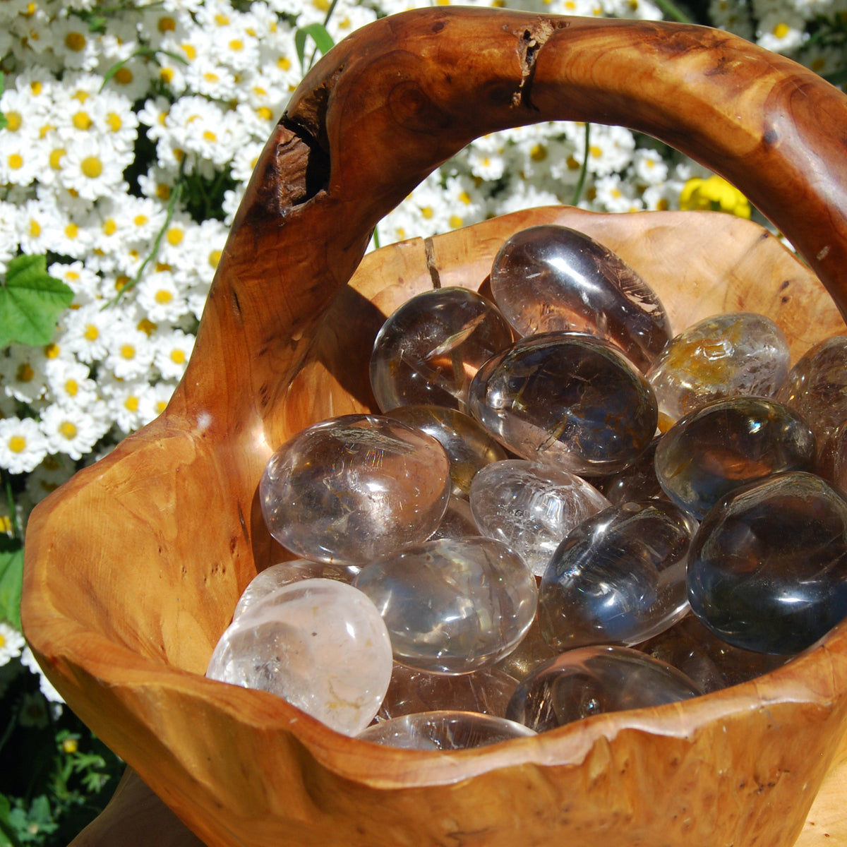 Optical Smoky Quartz Crystal Palm Stone, Madagascar