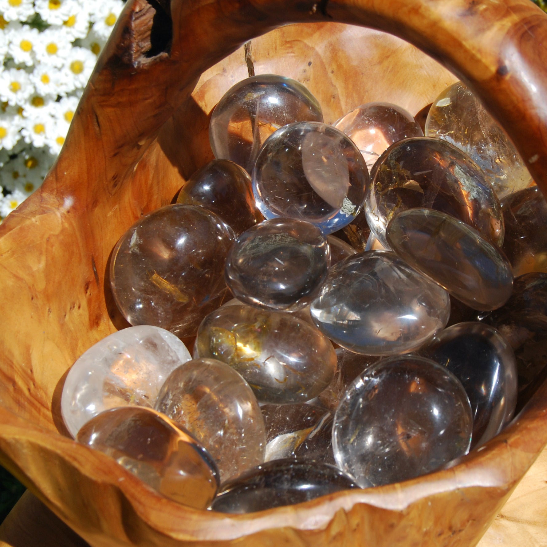 Optical Smoky Quartz Crystal Palm Stone, Madagascar