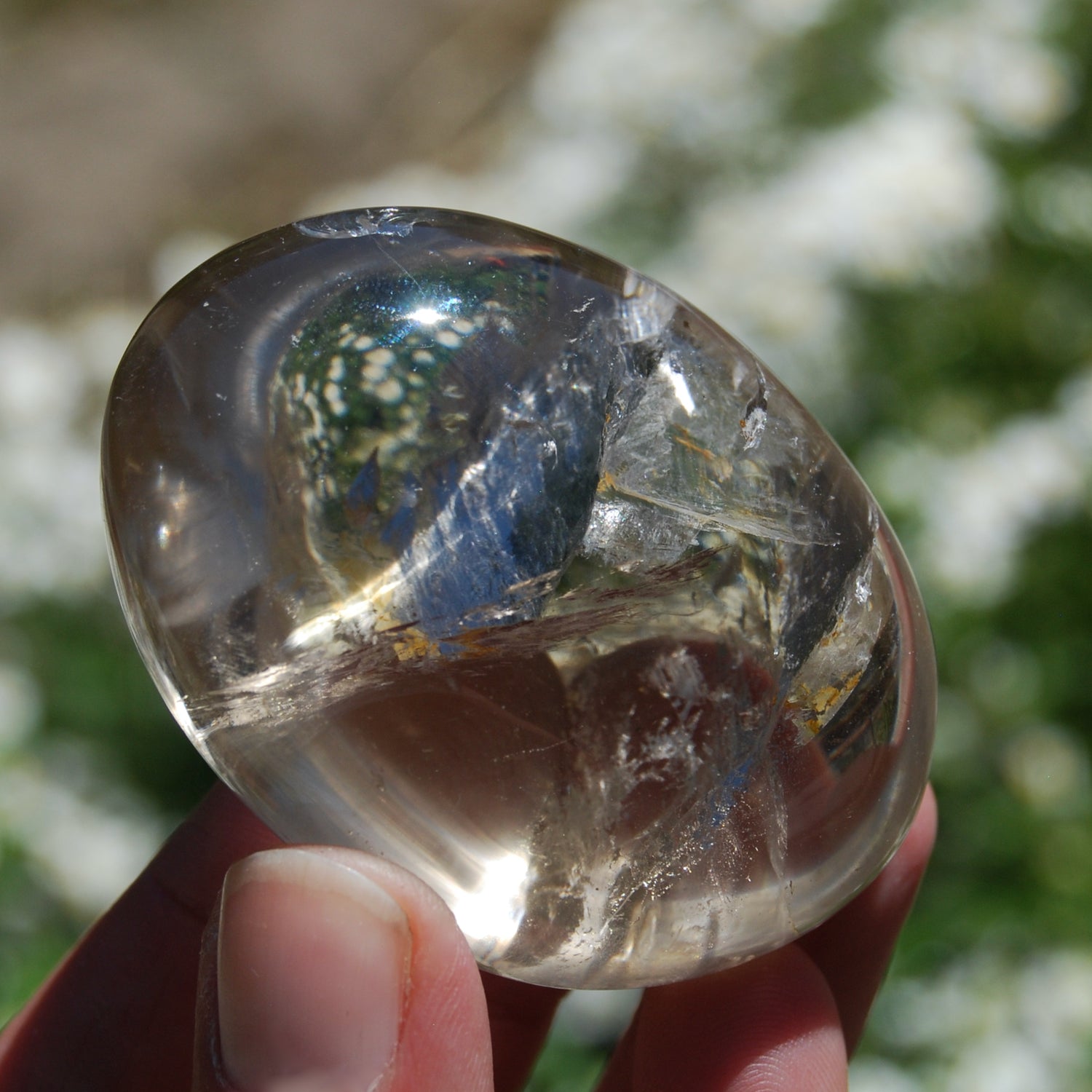 Optical Smoky Quartz Crystal Palm Stone, Madagascar