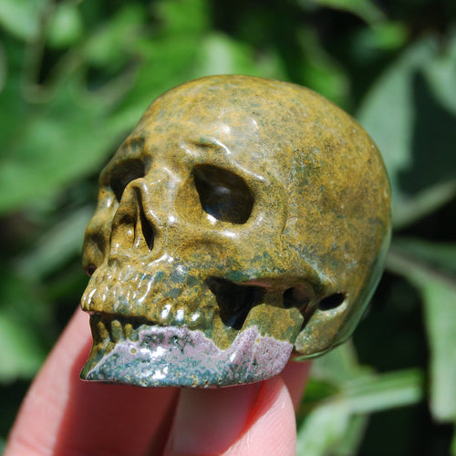 Botryoidal Ocean Jasper Carved Crystal Skull