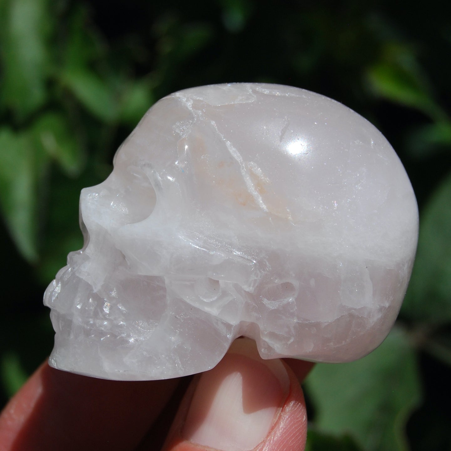 2in Gemmy Rose Quartz Crystal Skull, Realistic Carved Crystal