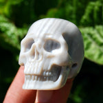 Grey Agate Carved Crystal Skull
