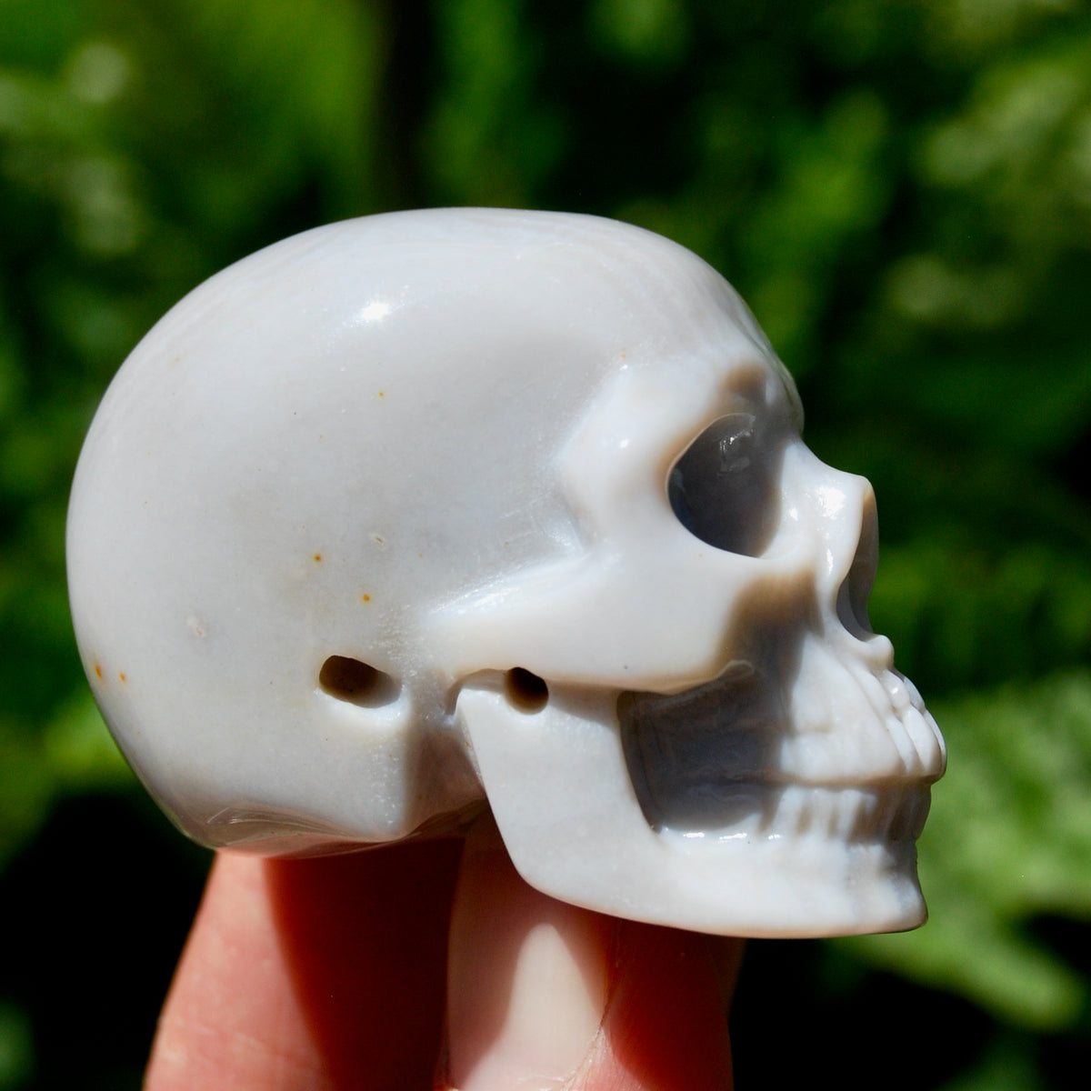 Grey Agate Carved Crystal Skull