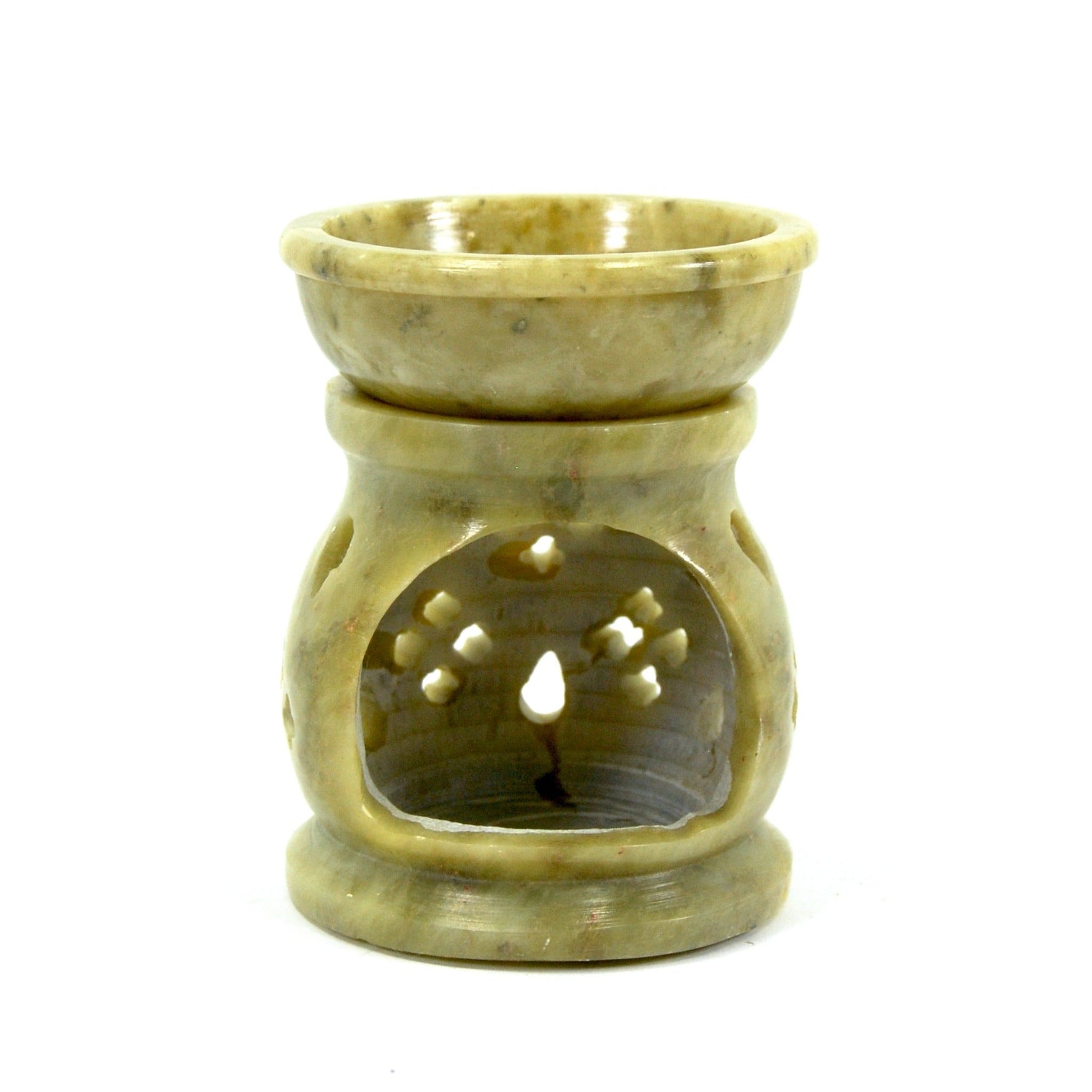 Lattice Carved Aroma Lamp, Ornate Oil Incense Burner, SoapstoneSoapstone Aroma Oil Lamp Diffuser