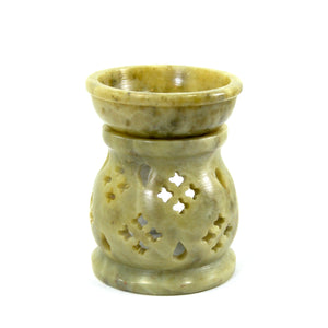 Lattice Carved Aroma Lamp, Ornate Oil Incense Burner, Soapstone