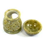 Lattice Carved Aroma Lamp, Ornate Oil Incense Burner, Soapstone