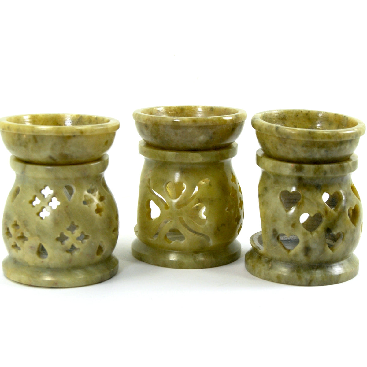 Lattice Carved Aroma Lamp, Ornate Oil Incense Burner, Soapstone