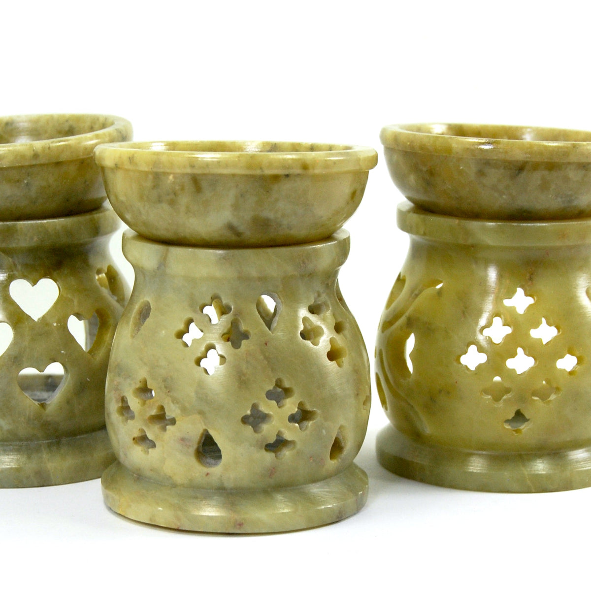 Lattice Carved Aroma Lamp, Ornate Oil Incense Burner, Soapstone