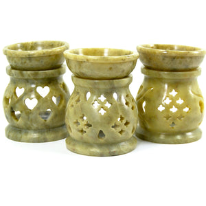 Lattice Carved Aroma Lamp, Ornate Oil Incense Burner, Soapstone