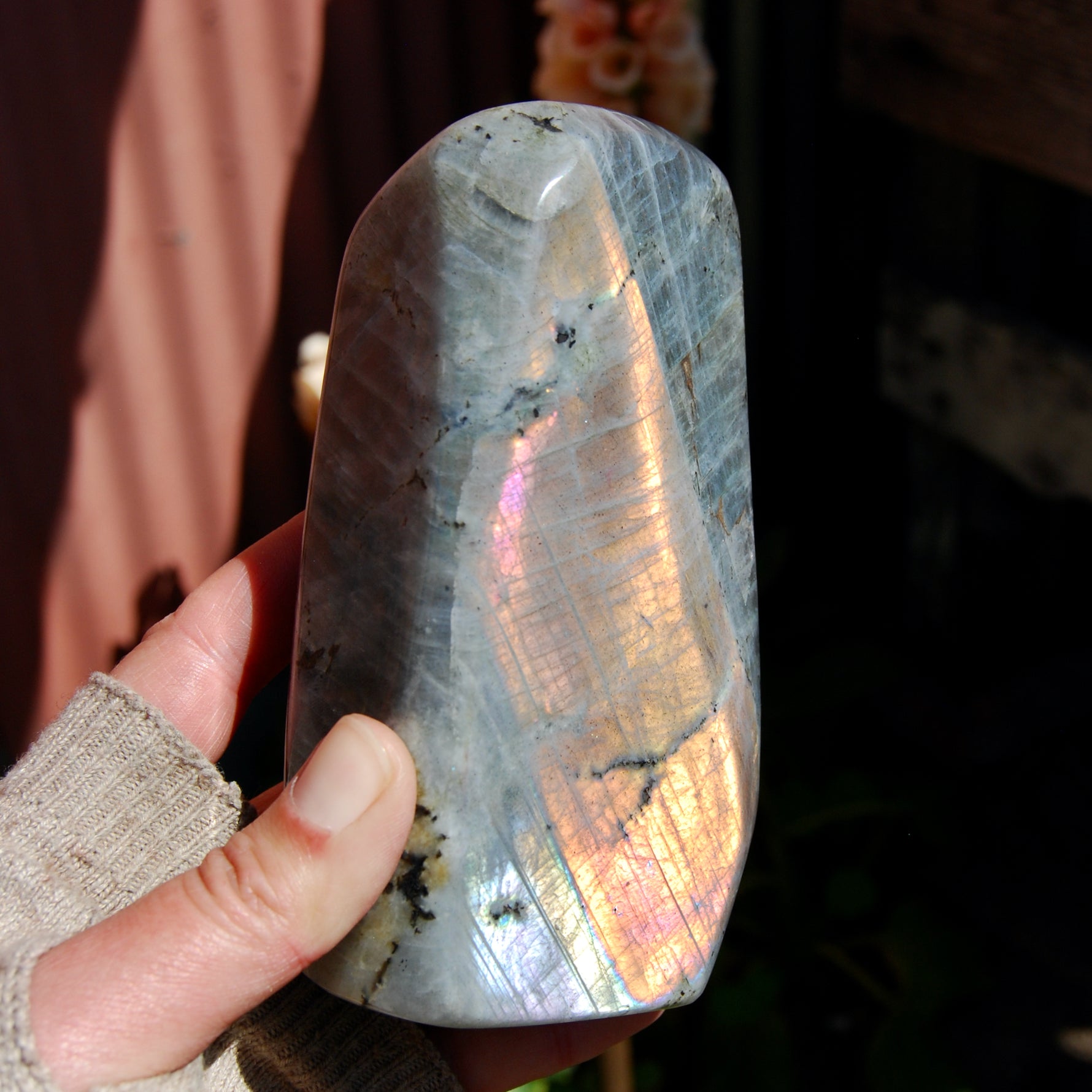 Labradorite Crystal Freeform Tower, Large Purple Spectrolite