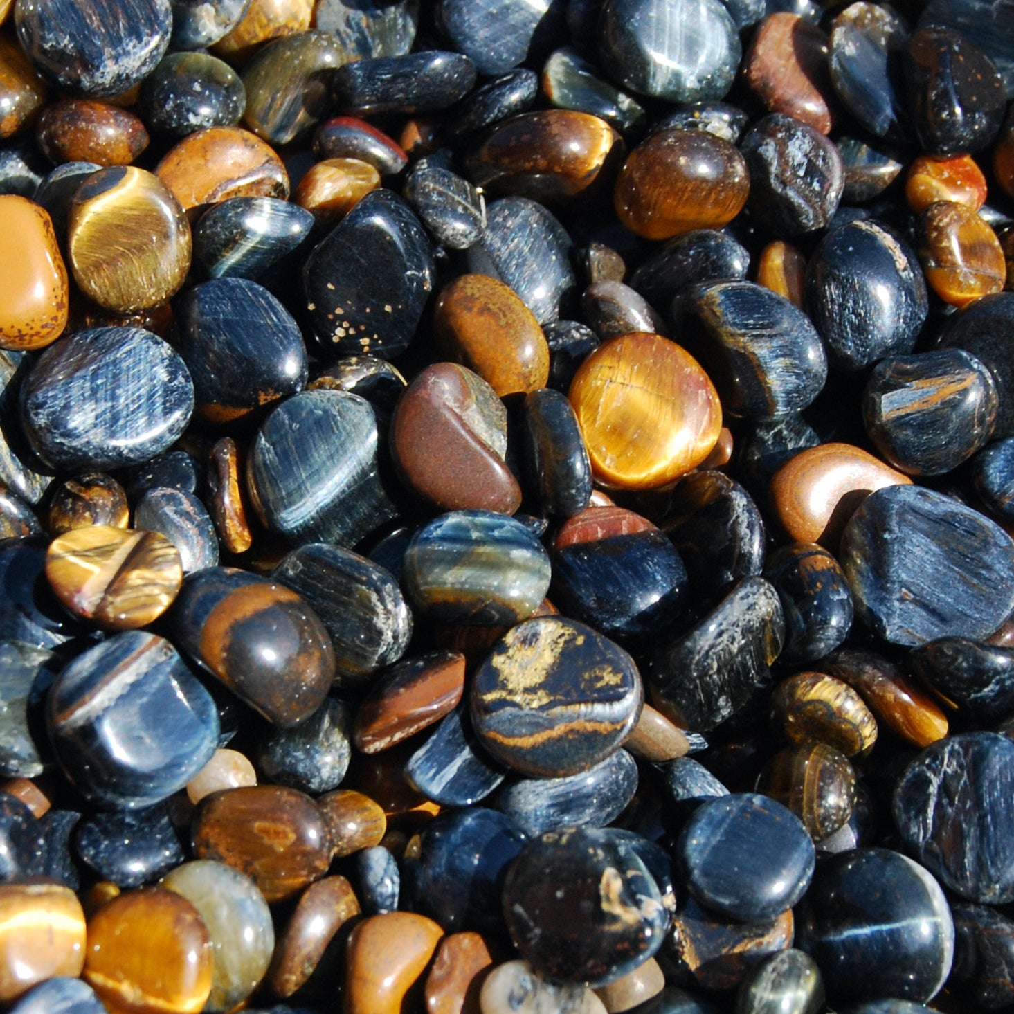 Blue Tiger's Eye Crystal Tumbled Stones, XS Flashy Crystals