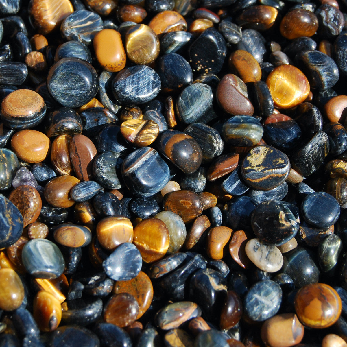 Blue Tiger's Eye Crystal Tumbled Stones, XS Flashy Crystals