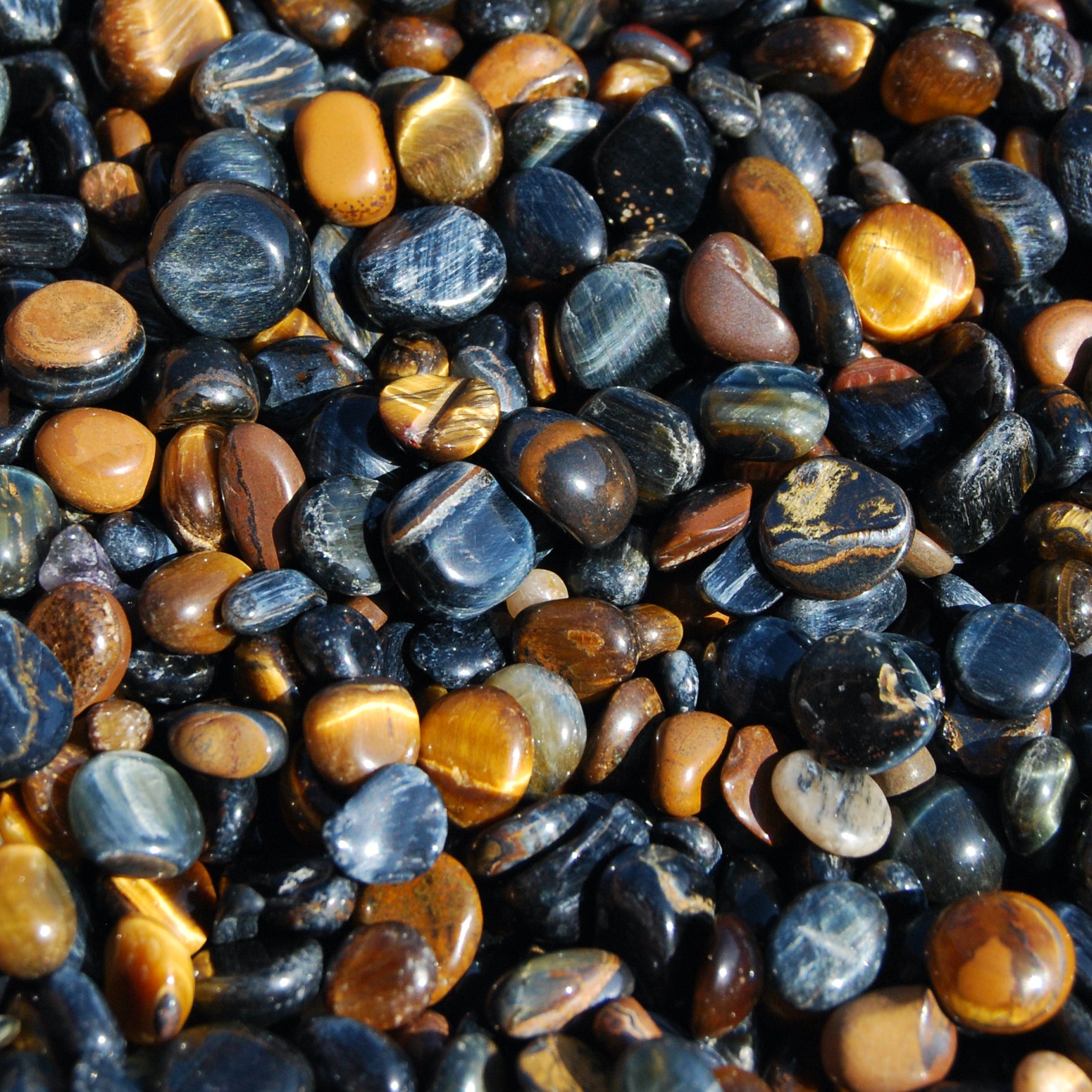 Blue Tiger's Eye Crystal Tumbled Stones, XS Flashy Crystals