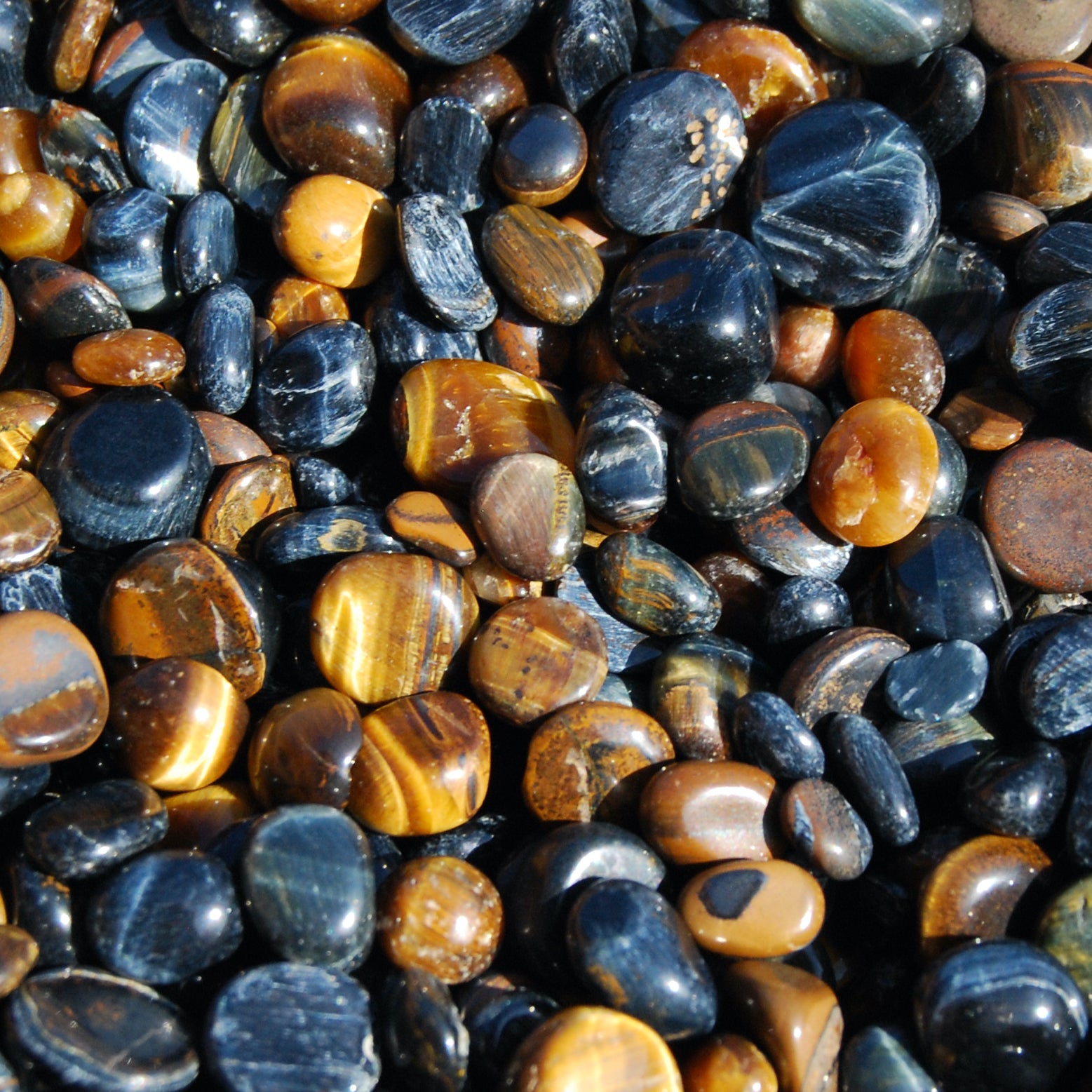 Blue Tiger's Eye Crystal Tumbled Stones, XS Flashy Crystals