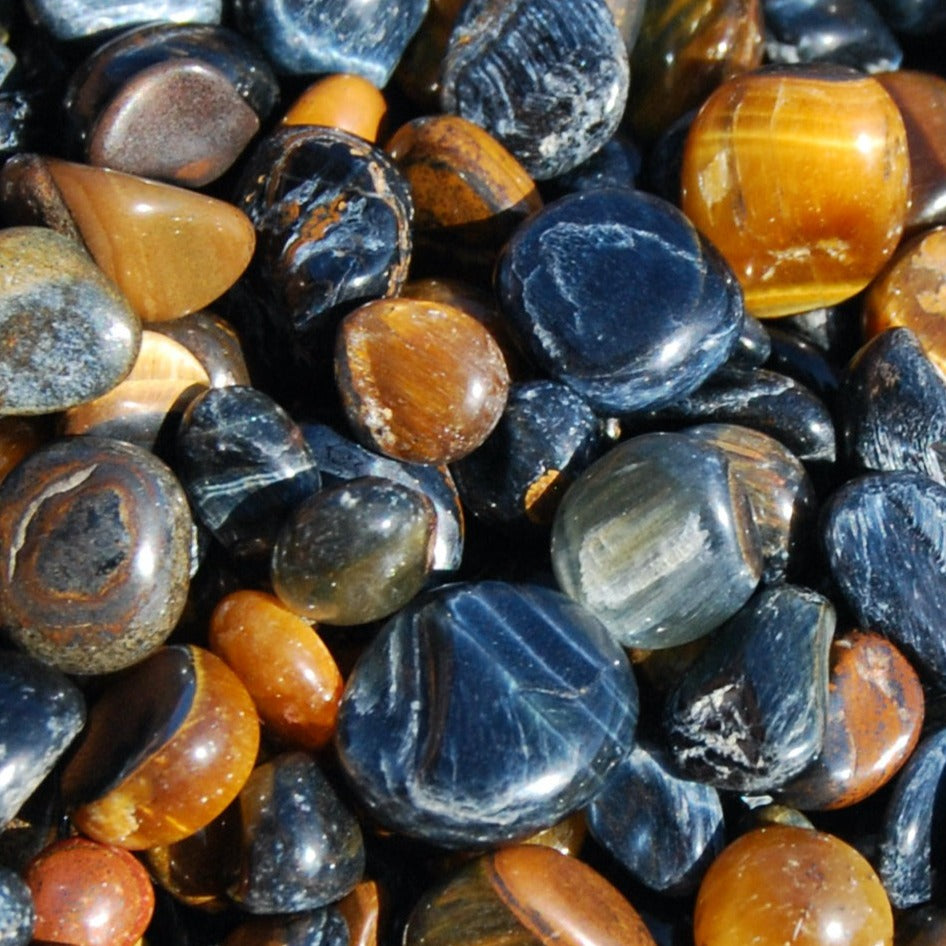 Blue Tiger's Eye Crystal Tumbled Stones, XS Flashy Crystals