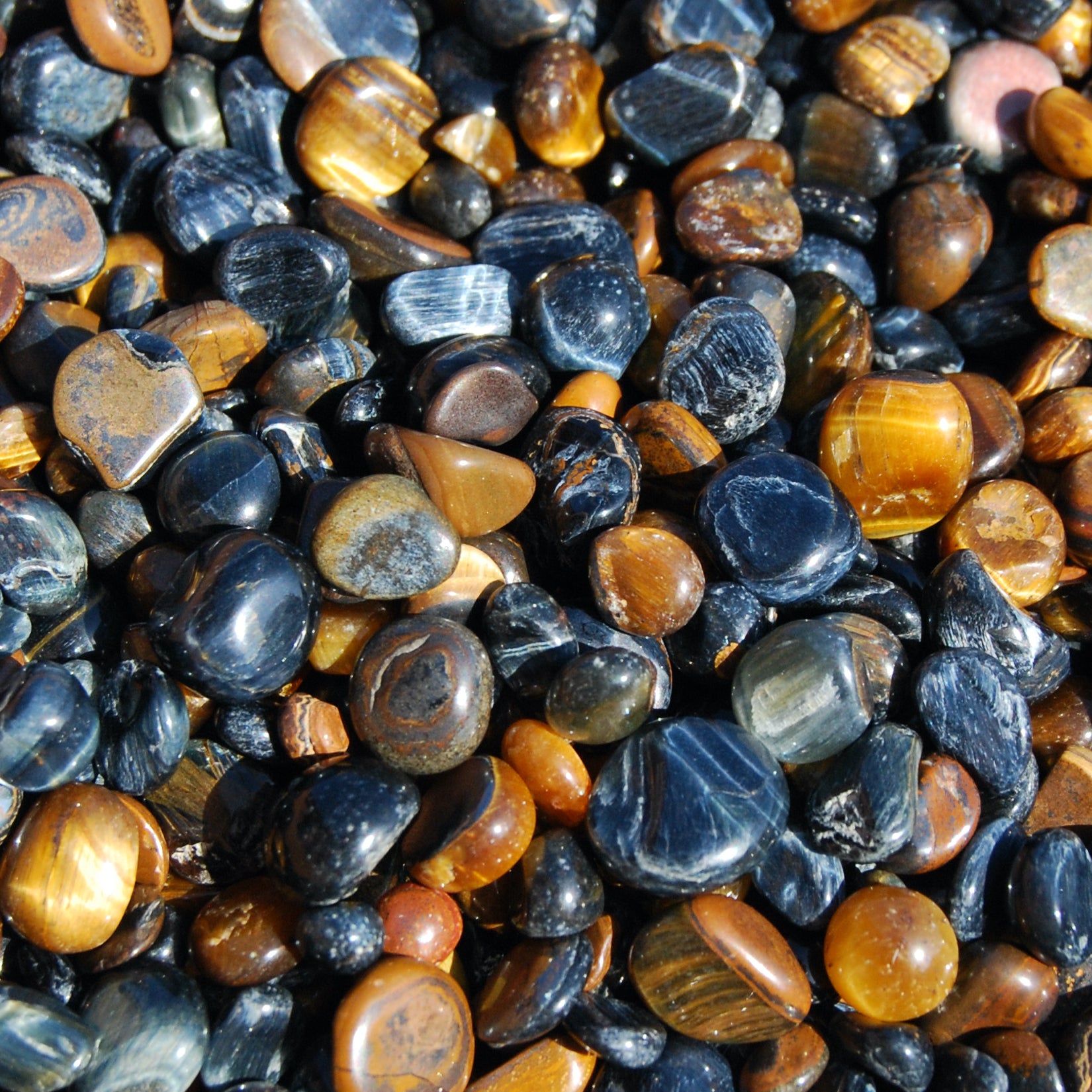 Blue Tiger's Eye Crystal Tumbled Stones, XS Flashy Crystals