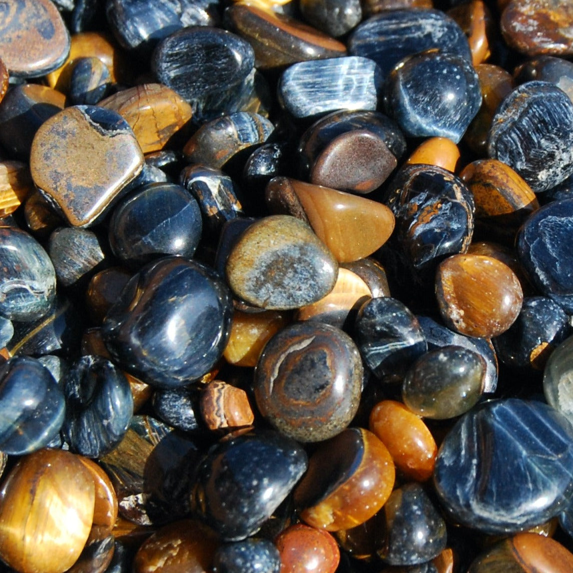 Blue Tiger's Eye Crystal Tumbled Stones, XS Flashy Crystals
