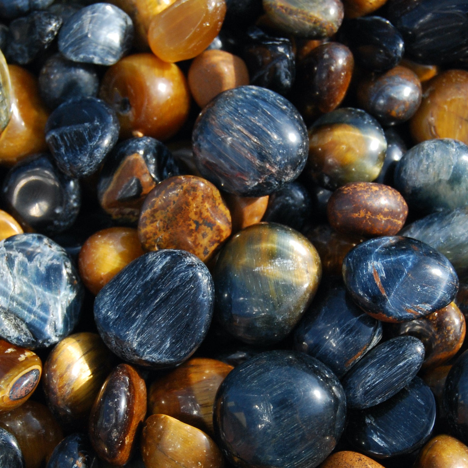 Blue Tiger's Eye Crystal Tumbled Stones, XS Flashy Crystals