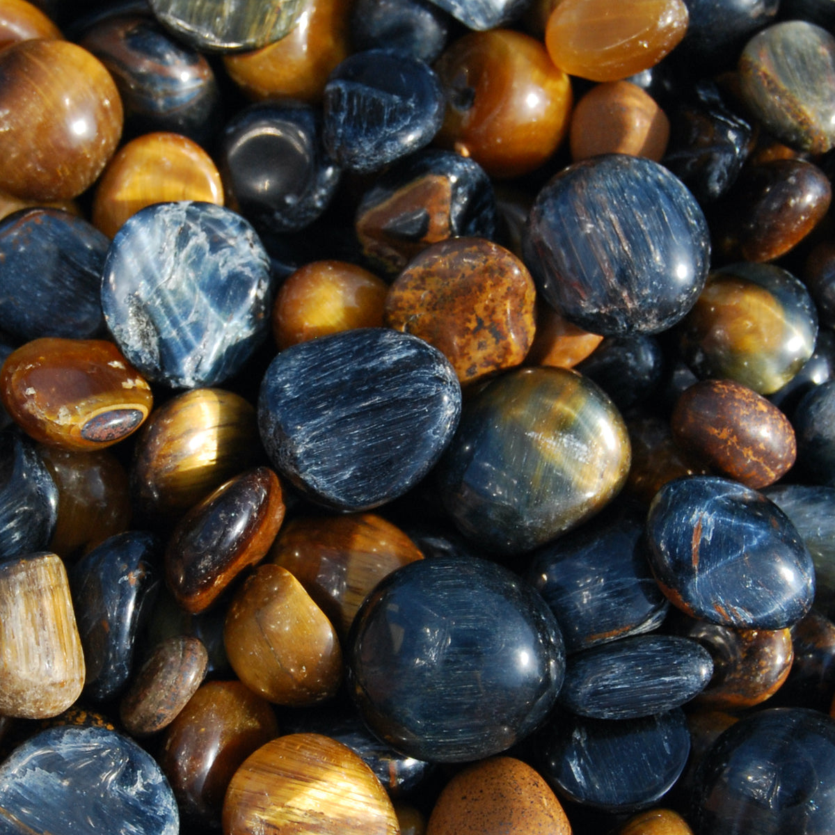 Blue Tiger's Eye Crystal Tumbled Stones, XS Flashy Crystals