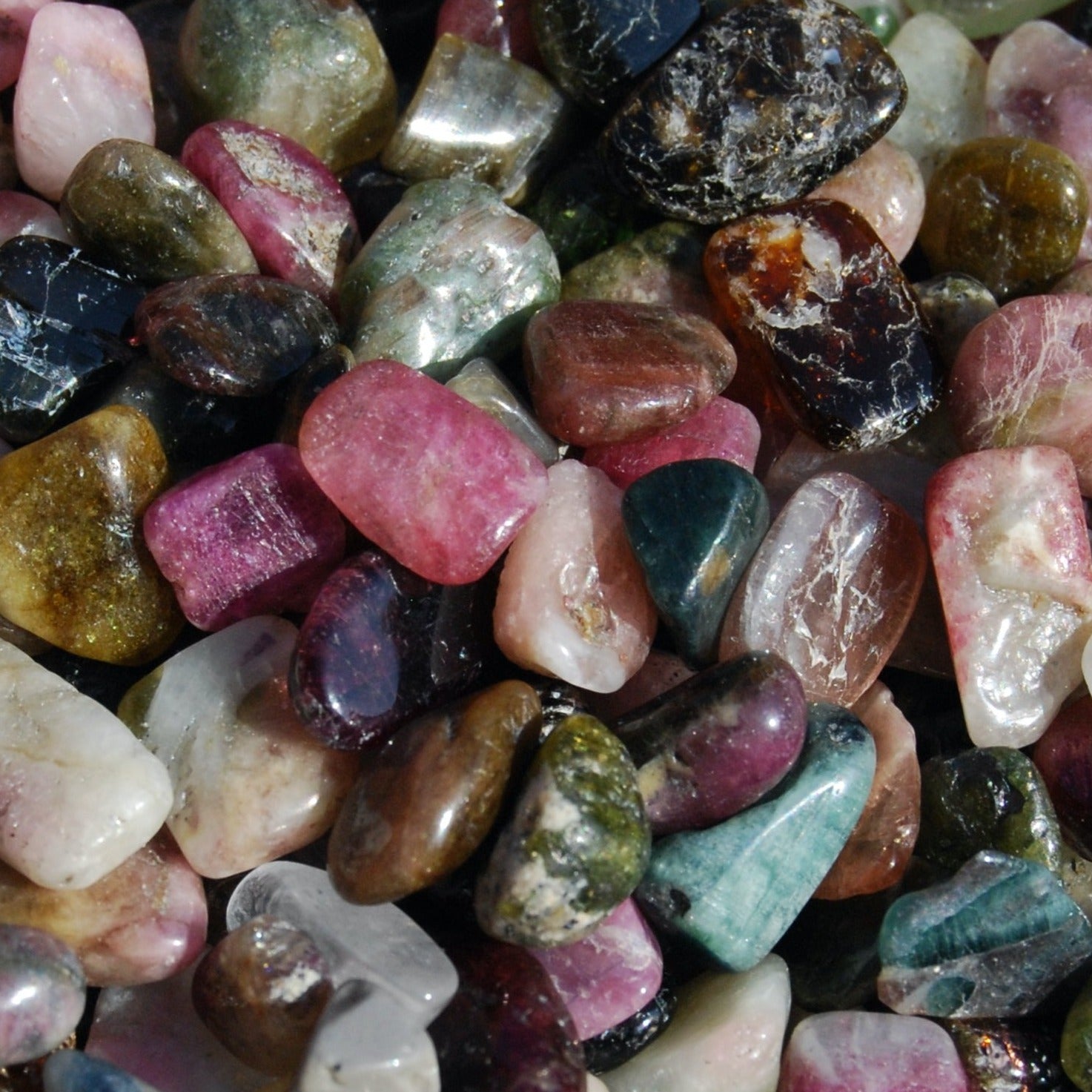 Rainbow Tourmaline Tumbled Stones, Extra Small