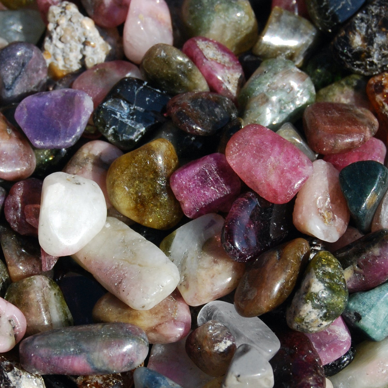 Rainbow Tourmaline Tumbled Stones, Extra Small