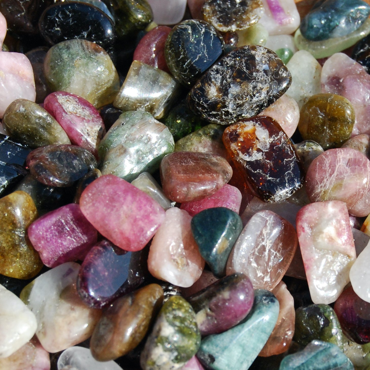Rainbow Tourmaline Tumbled Stones, Extra Small