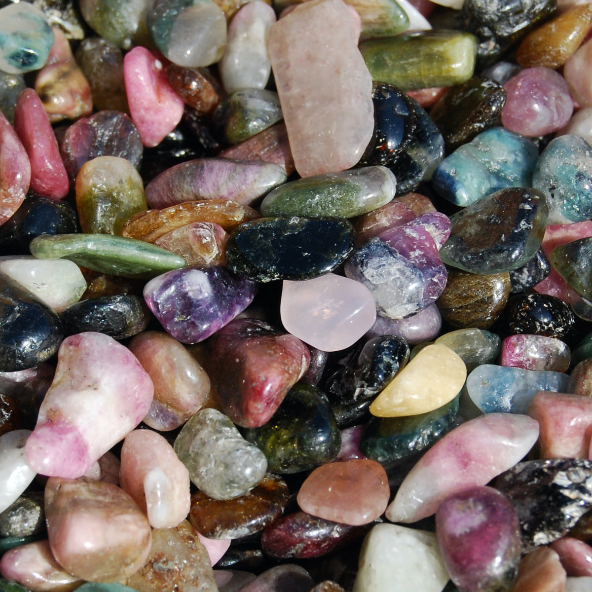 Rainbow Tourmaline Tumbled Stones, Extra Small