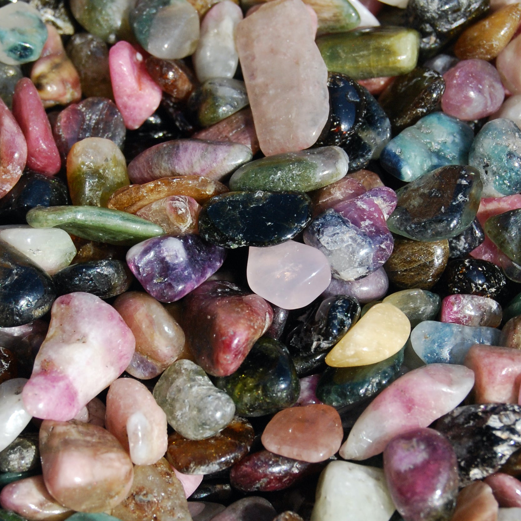Rainbow Tourmaline Tumbled Stones, Extra Small