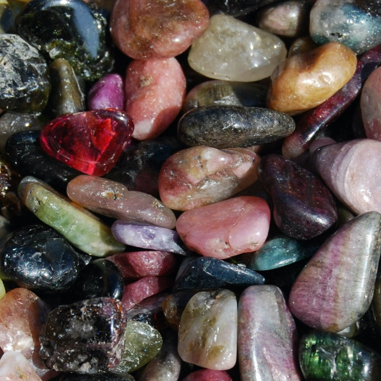 Rainbow Tourmaline Tumbled Stones, Extra Small