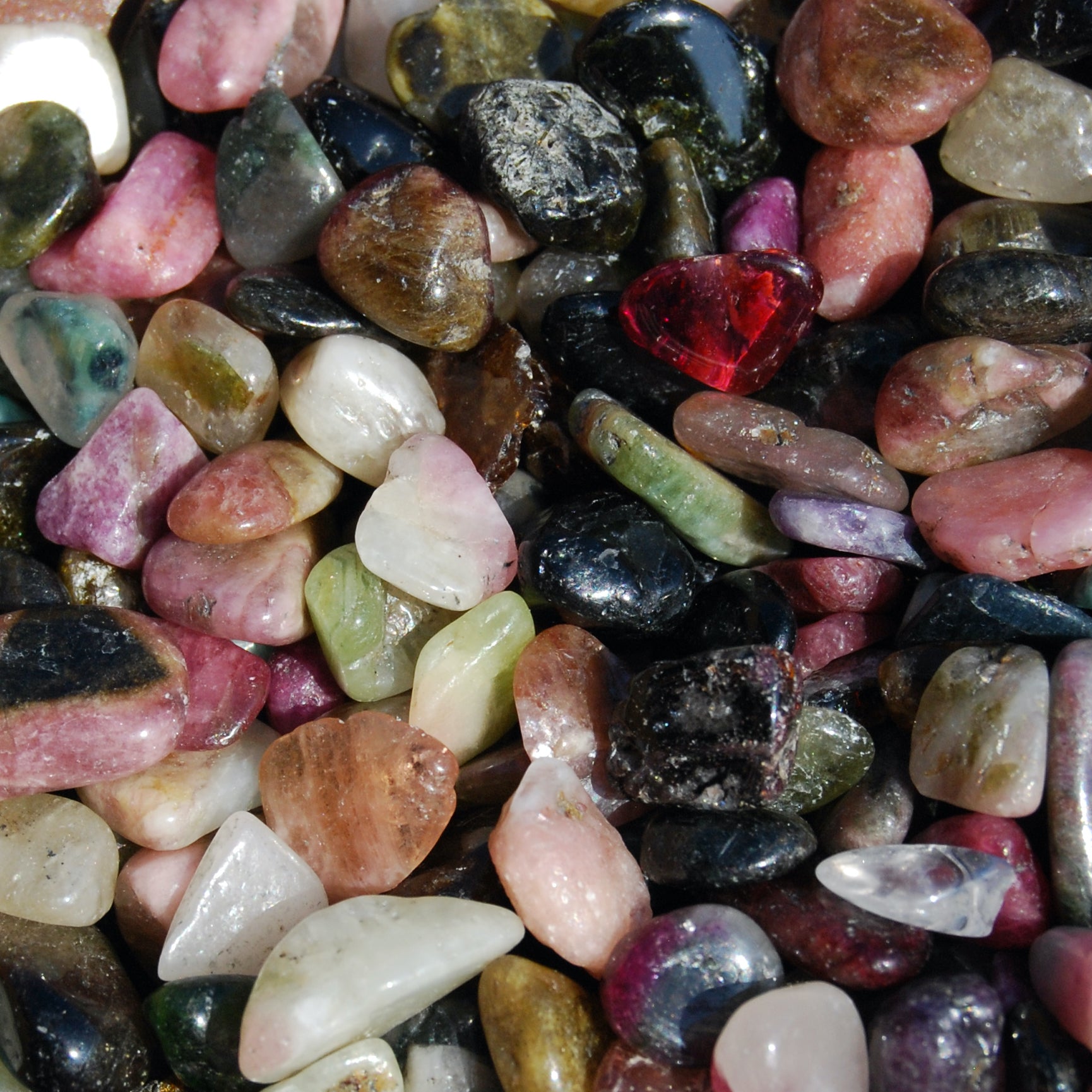 Rainbow Tourmaline Tumbled Stones, Extra Small
