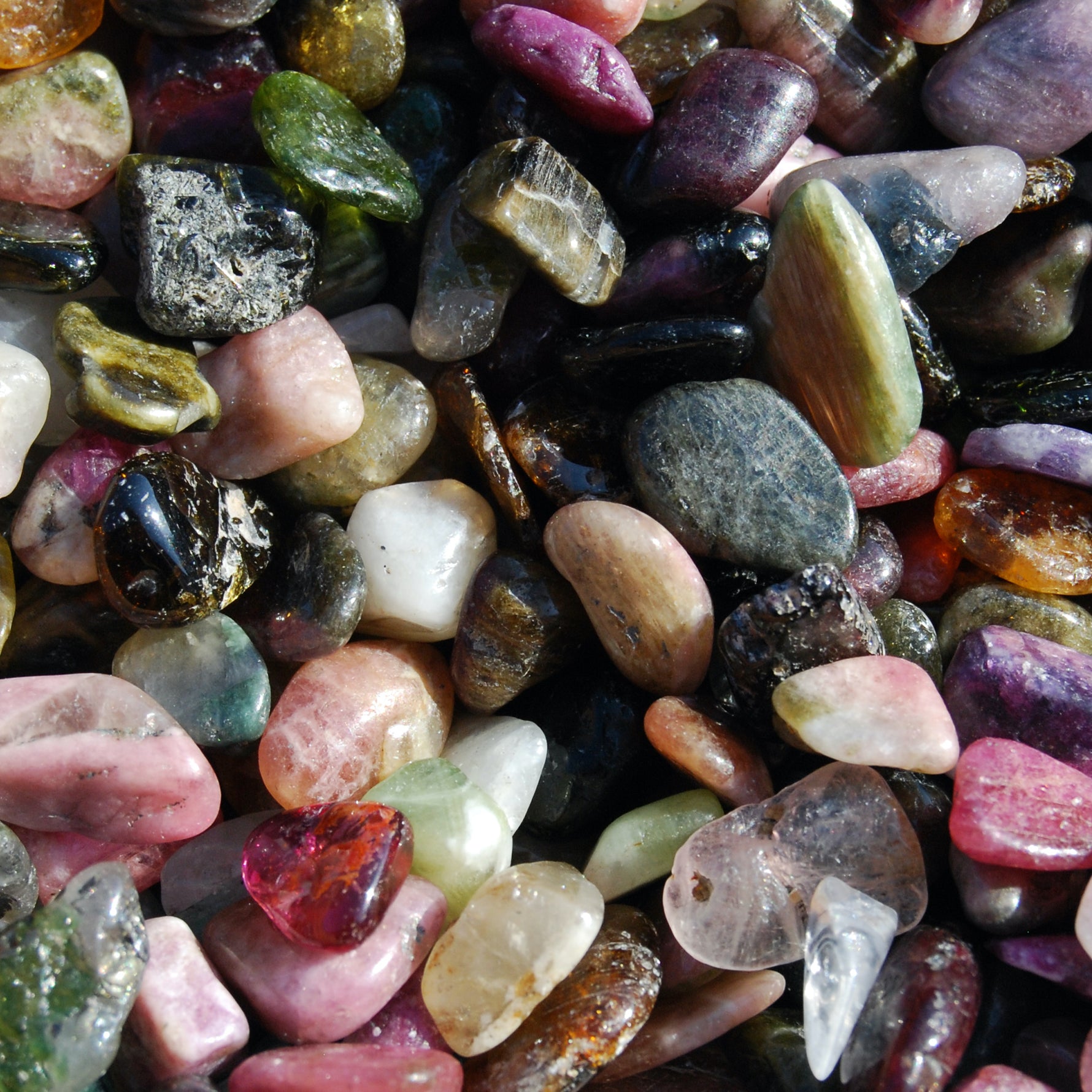 Rainbow Tourmaline Tumbled Stones, Extra Small