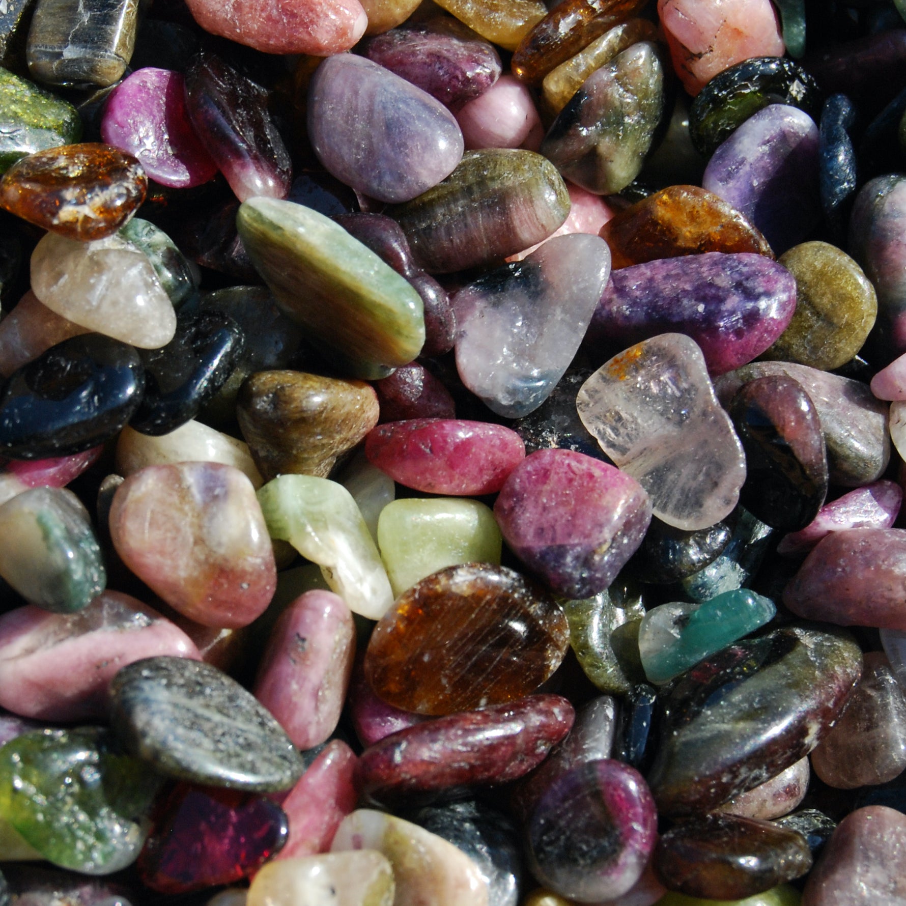 Rainbow Tourmaline Tumbled Stones, Extra Small