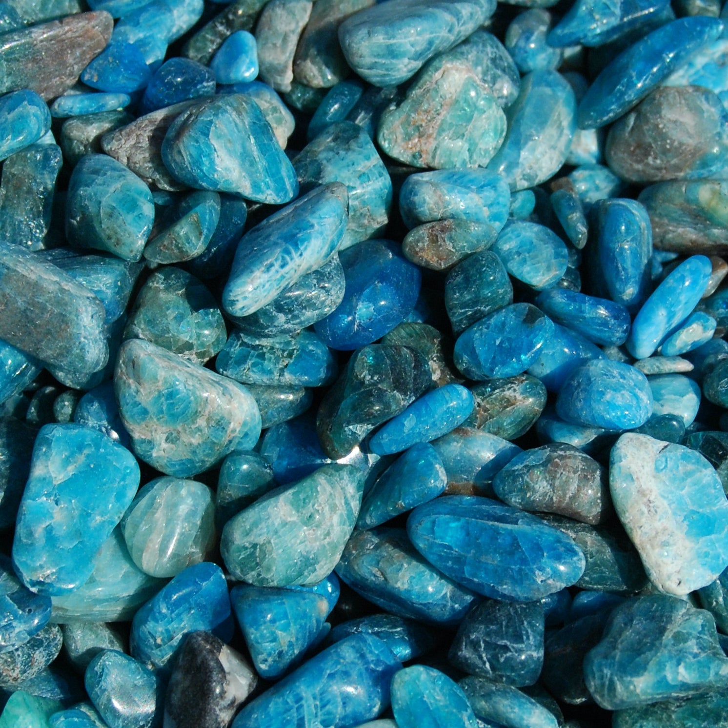 Blue Apatite Crystal Tumbled Stones, XS