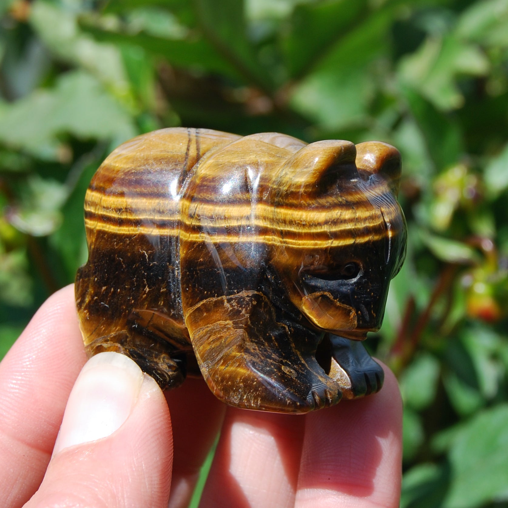 2in Tiger's Eye Carved Crystal Bear