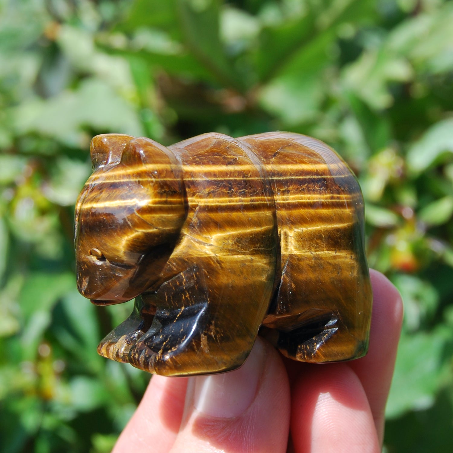 2in Tiger's Eye Carved Crystal Bear