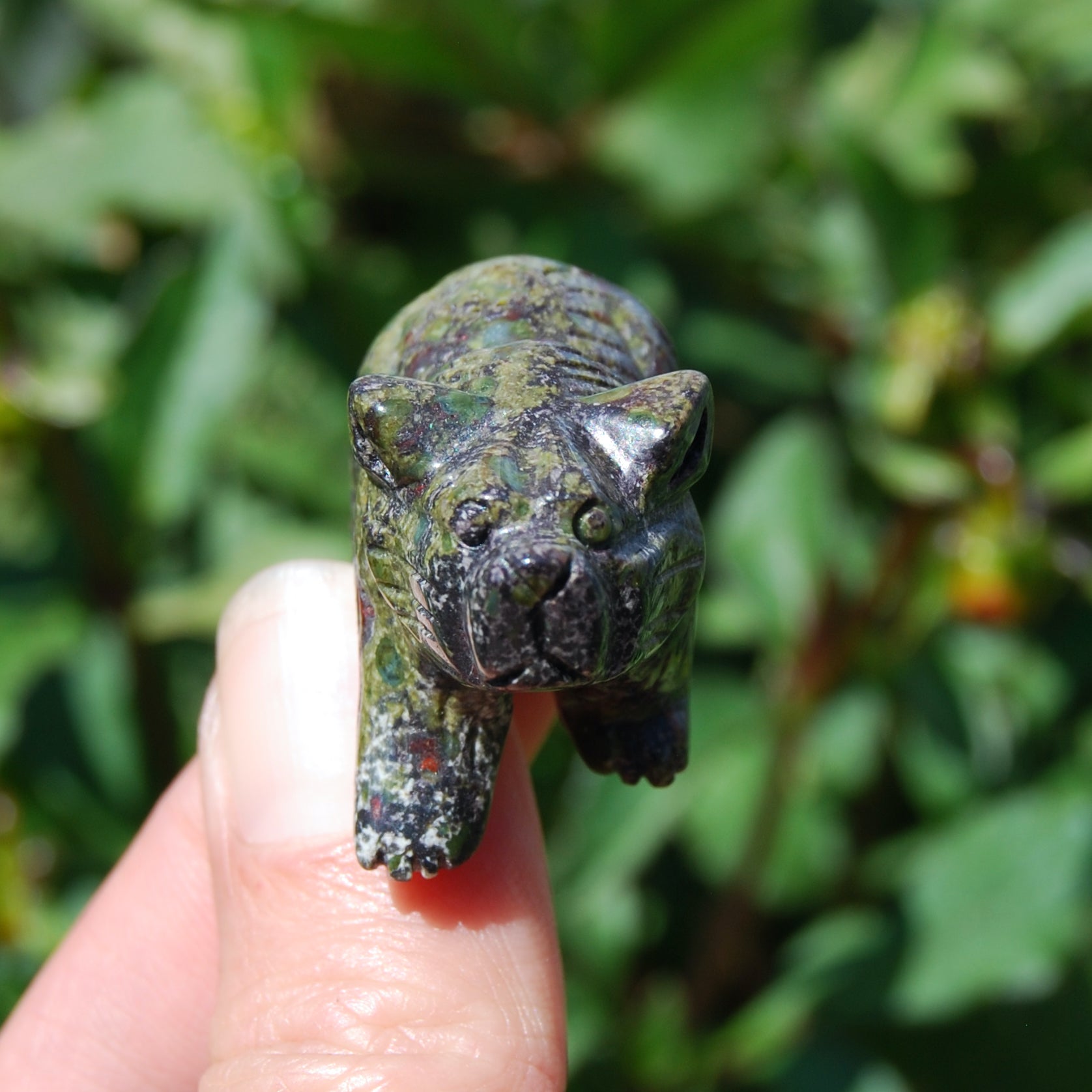 Dragons's Bloodstone Carved Crystal Bear