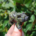 Dragons's Bloodstone Carved Crystal Bear