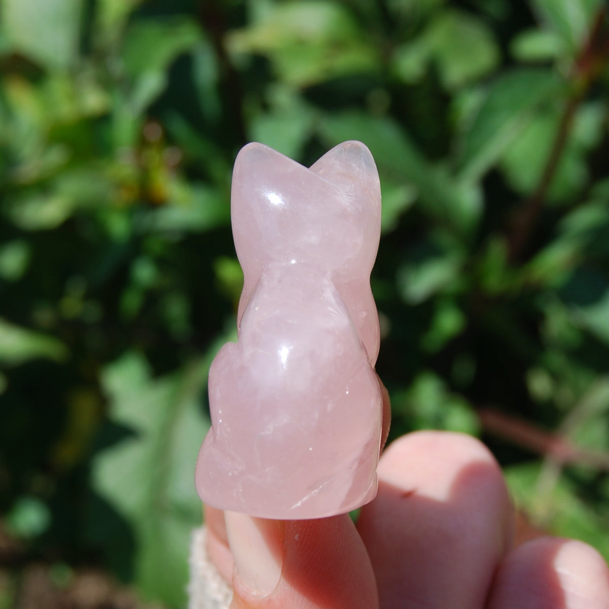 Rose Quartz Carved Crystal Cat
