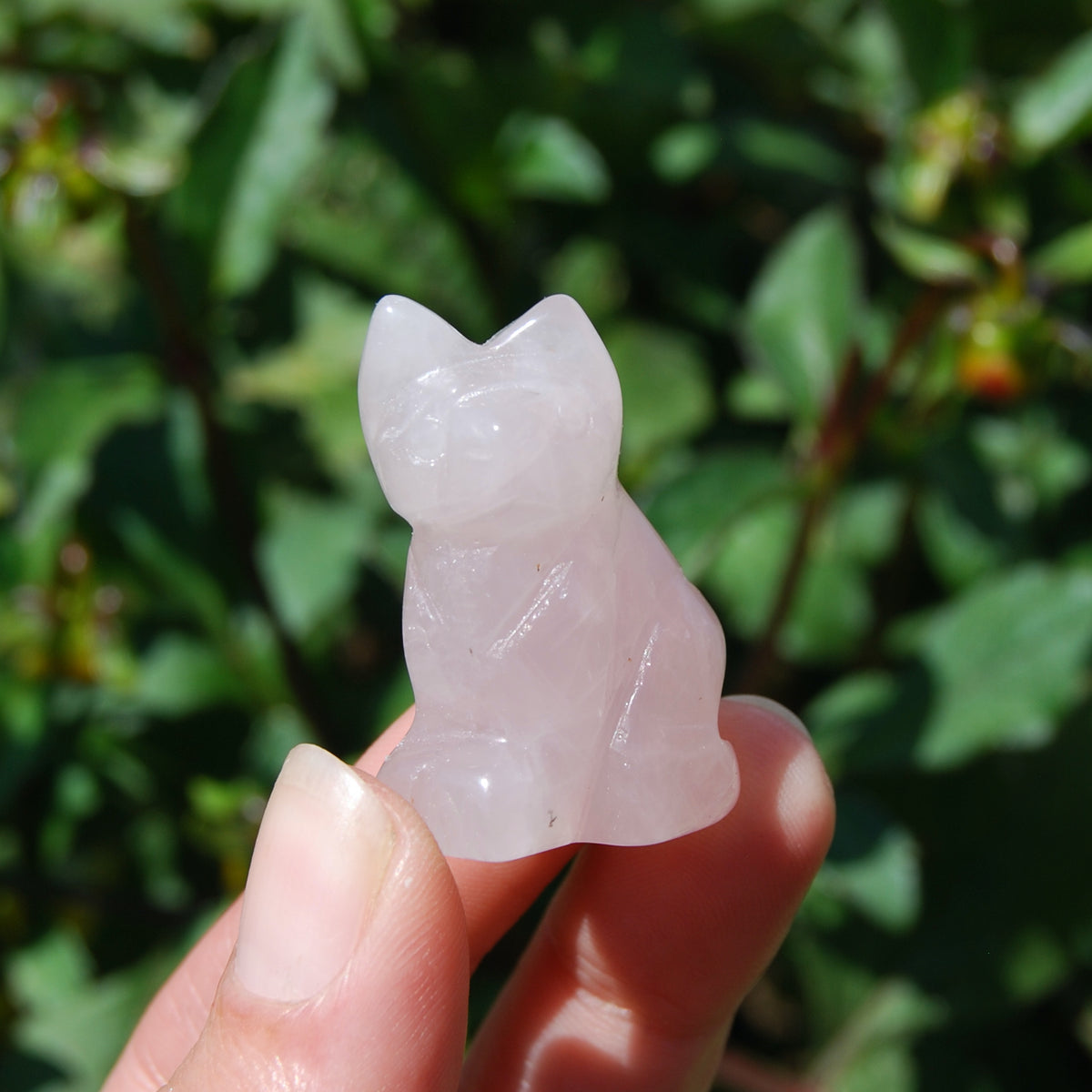 Rose Quartz Carved Crystal Cat