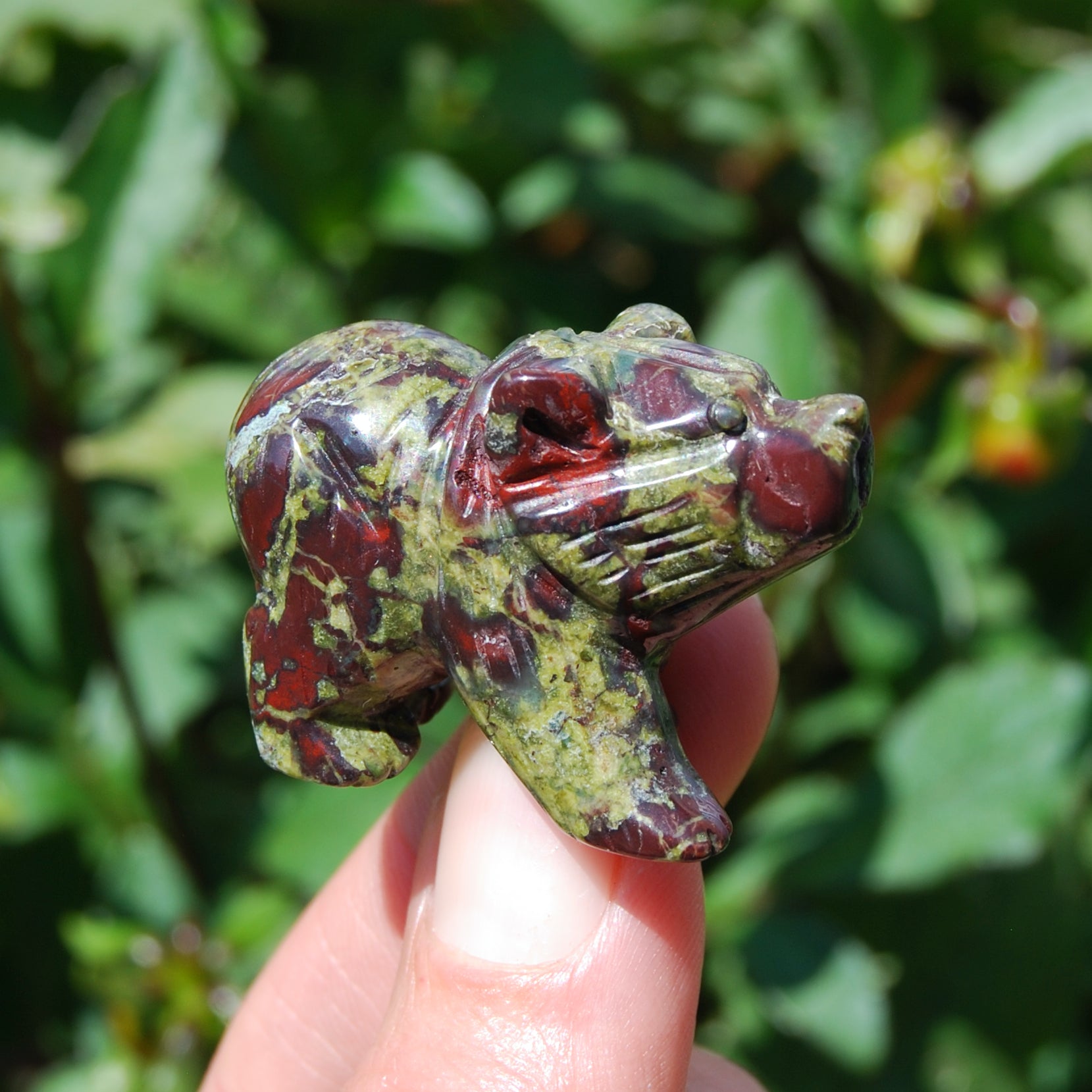 Dragons's Bloodstone Carved Crystal Bear