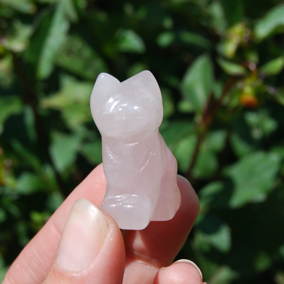 Rose Quartz Carved Crystal Cat