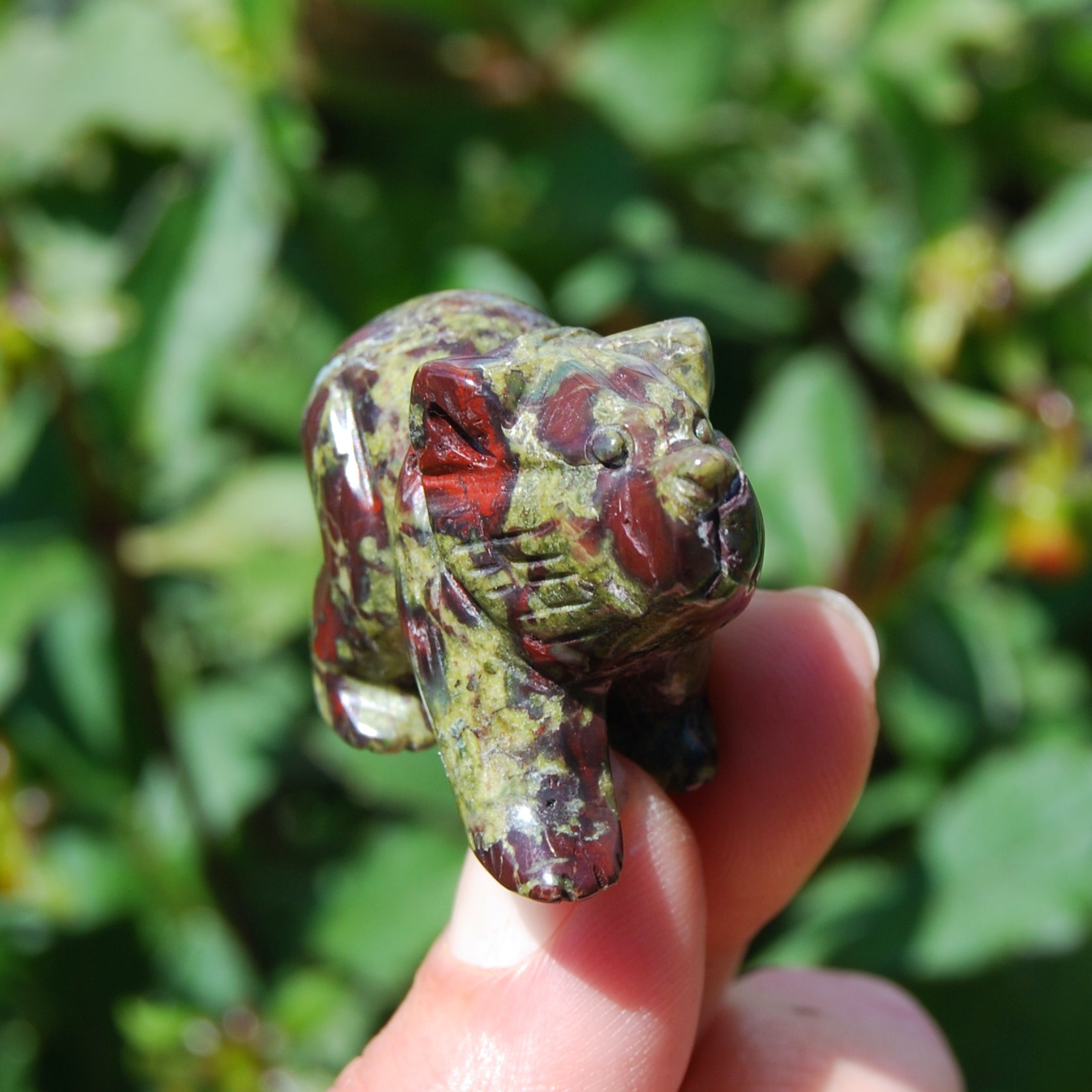 Dragons's Bloodstone Carved Crystal Bear