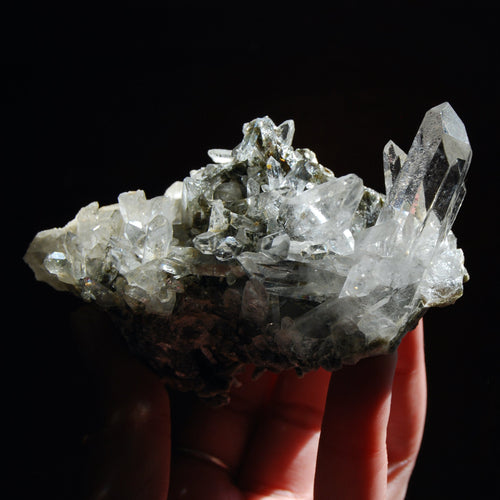 Chlorite Silver Quartz Crystal Cluster, Corinto Brazil