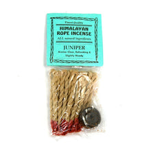 Load image into Gallery viewer, JUNIPER Himalayan Rope Incense Herbal All Natural 20 Ropes Bundle with Burner Tibetan
