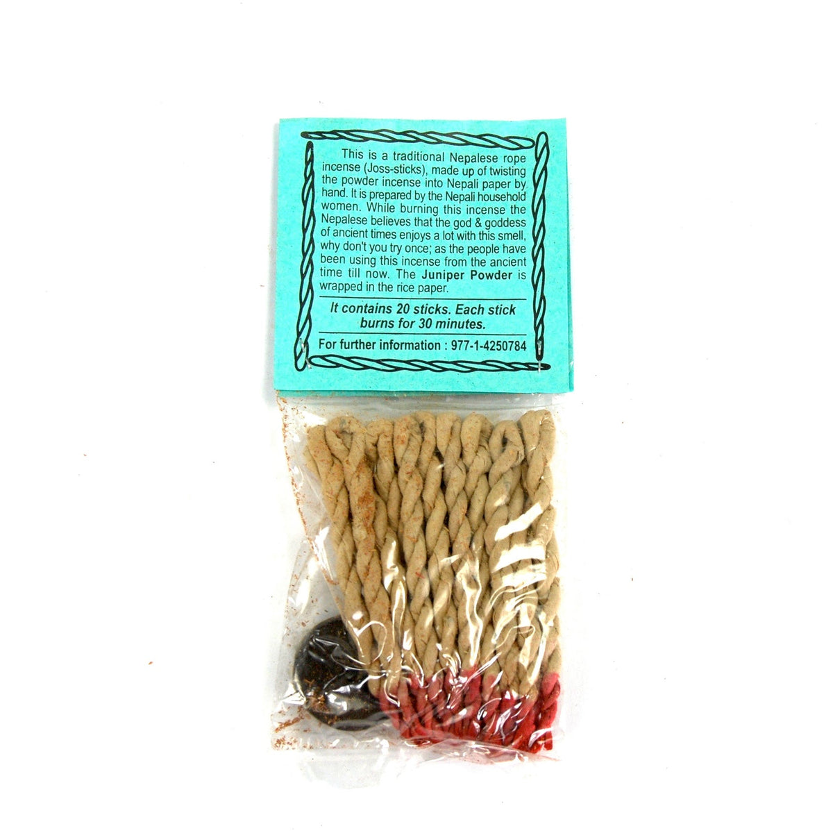 JUNIPER Himalayan Rope Incense Herbal All Natural 20 Ropes Bundle with Burner Tibetan