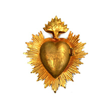 Load image into Gallery viewer, Sacred Heart Ex Voto Milagro Cachette Burning Heart Locket Cachette

